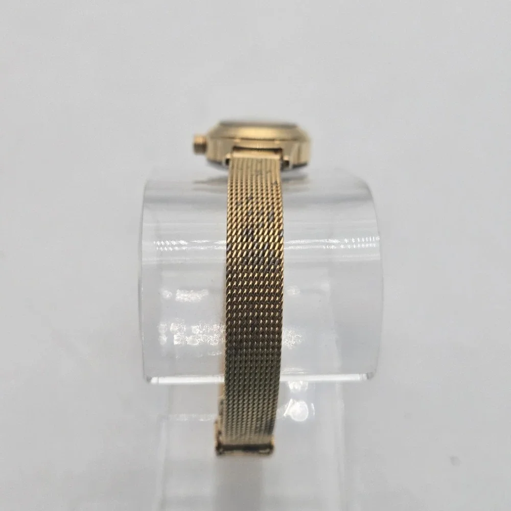 Vintage Bubbles Gold Tone Watch Quartz, New Battery, Working, Mesh Band